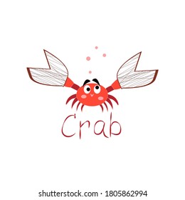  Cangrejo. dibujado a mano.ilustración vectorial.print,para productos impresos, web, fondo de escritorio.