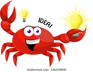 Crab having a idea, illustration, vector on white background.