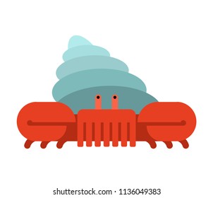 Crab hermit  isolated. Crab in shell. Marine animal Vector illustration
