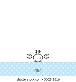 Crab icon. Cancer shellfish sign. Wildlife symbol. Circles seamless pattern. Background with icon. Vector