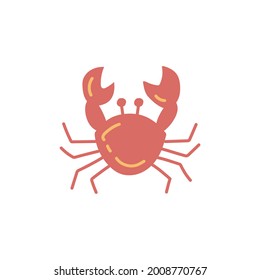 Crab icon in color icon, isolated on white background 
