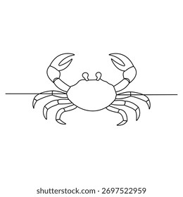 Crab icon  continuous one line drawing  outline vector illustration 