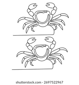 Ícone de caranguejo contínuo uma linha desenho contorno vetor ilustração 