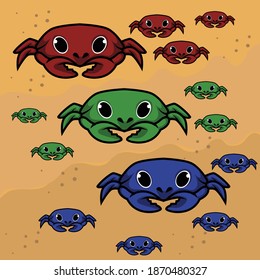 crab icon cute template vector