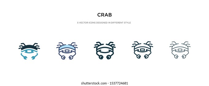 crab icon in different style vector illustration. two colored and black crab vector icons designed in filled, outline, line and stroke style can be used for web, mobile, ui