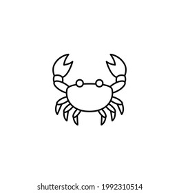 Crab icon in flat black line style, isolated on white background 