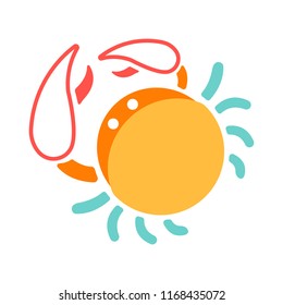 The crab icon in flat color design vector illustration