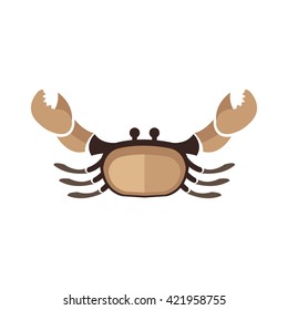 Crab icon flat design brown