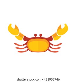 Crab icon flat design yellow