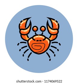Crab icon. Flat illustration of crab vector icon for web