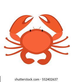 Crab icon flat style. Isolated on white background. Vector illustration, clip art