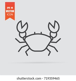 Crab icon in flat style isolated on grey background. For your design, logo. Vector illustration.