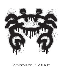 Crab icon graffiti with black spray paint