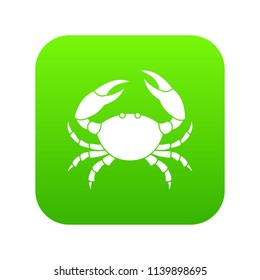 Crab icon green vector isolated on white background