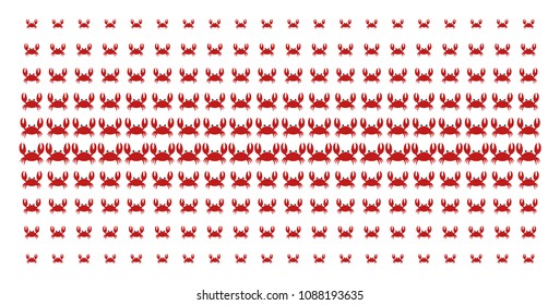 Crab icon halftone pattern, designed for backgrounds, covers, templates and abstract concepts. Vector crab items arranged into halftone grid.