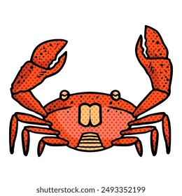 crab icon hand drawn halftone color vector illustration
