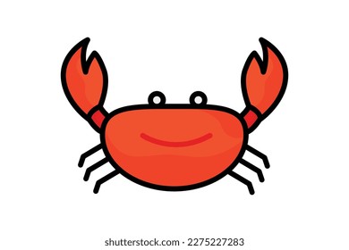 Crab icon illustration. icon related to seafood. Two tone icon style, lineal color. Simple vector design editable