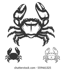 Crab icon isolated on white background. Design elements for logo, label, emblem, sign, brand mark. Vector illustration