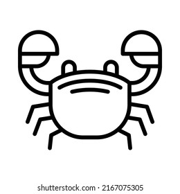 Crab Icon. Line Art Style Design Isolated On White Background