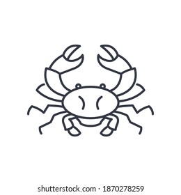 Crab icon, linear isolated illustration, thin line vector, web design sign, outline concept symbol with editable stroke on white background.