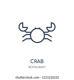 Crab icon. Crab linear symbol design from Restaurant collection. Simple outline element vector illustration on white background.