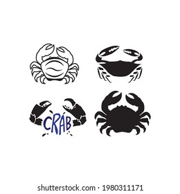Logo de icono de cangrejo, ilustración de diseño vectorial