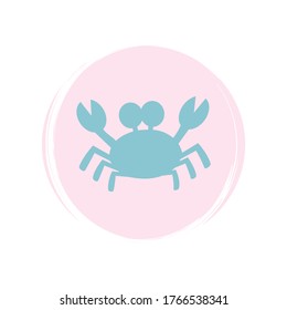 Crab icon logo vector illustration on circle with brush texture for social media story highlight
