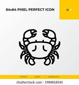 Crab icon. Ocean and sea life icon. 64x64 pixel perfect icon