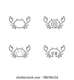 Crab icon outline stroke set design illustration black and white color isolated on white background, vector eps10