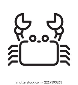 Crab-Symbol. Rahmenstil. Vektorgrafik. Einzeln auf weißem Hintergrund.