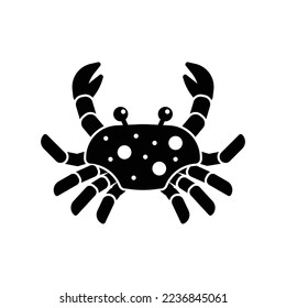 Crab icon for seafood or ocean animal in black solid style