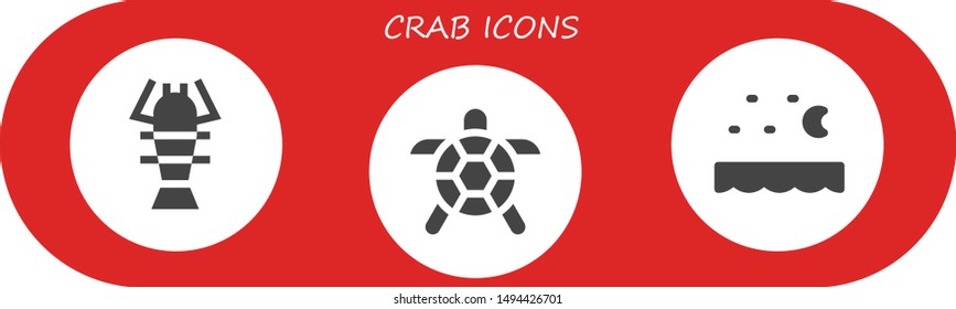 crab icon set. 3 filled crab icons.  Simple modern icons about  - Lobster, Turtle, Sea