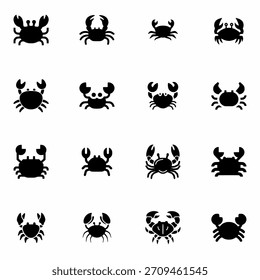 Ícone de caranguejo definir ilustração vetorial