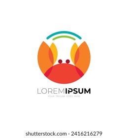 crab icon with a simple and colorful appearance, circle