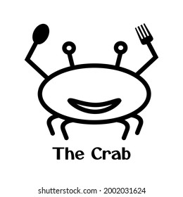 crab icon with spoon and fork outline vector