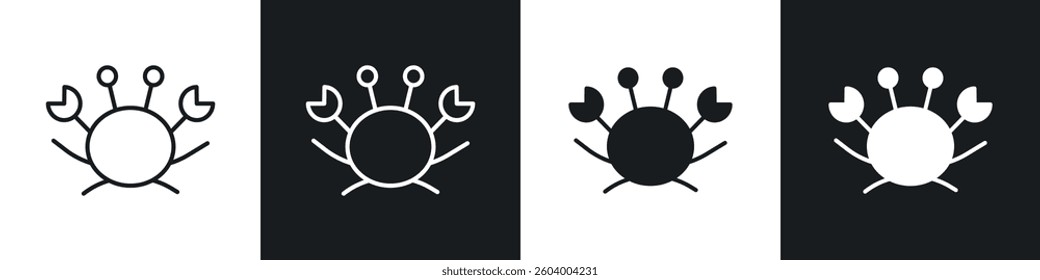 Crab icon symbol collection on white background.