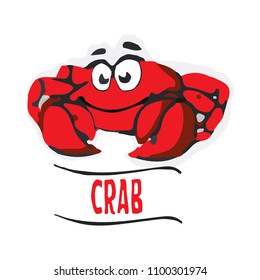 Crab Icon, symbol, sign, logo.  Isolated Template or Background. Flat style graphic design. Can be used as banner, poster, label ads in seafood selling store. Vector illustration EPS 10