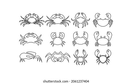  crab icon thin line outline linear crab symbol for logo, seafood crabs icon set