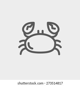 Crab icon thin line for web and mobile, modern minimalistic flat design. Vector dark grey icon on light grey background.