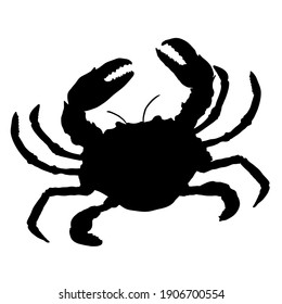 Crab-Symbol Vektorschwarze Silhouette-Illustration auf weißem Hintergrund.