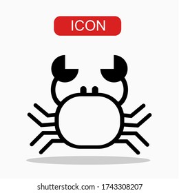 Crab icon Vector. Flat vector illustration in black on white background. EPS.