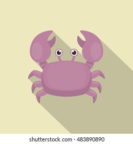 Crab  icon, Vector flat long shadow design. EPS10