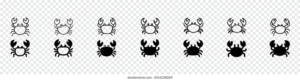 Crab icon, crab vector icon. crab sign, crab icon. crabs design, seafood silhouette. Seafood shop logo,  Crabs vintage line art