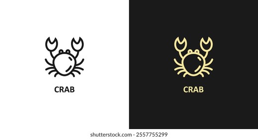 Crab icon, crab vector icon. crab sign,. crabs design, seafood silhouette. Seafood shop logo