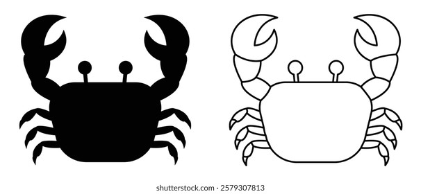 Crab icon, crab vector icon. Stone crab flat icon. Sea crab silhouette isolated. Vector illustration. Isolated in white background