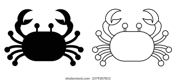 Crab icon, crab vector icon. Stone crab flat icon. Sea crab silhouette isolated. Vector illustration. Isolated in white background