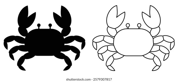 Crab icon, crab vector icon. Stone crab flat icon. Sea crab silhouette isolated. Vector illustration. Isolated in white background