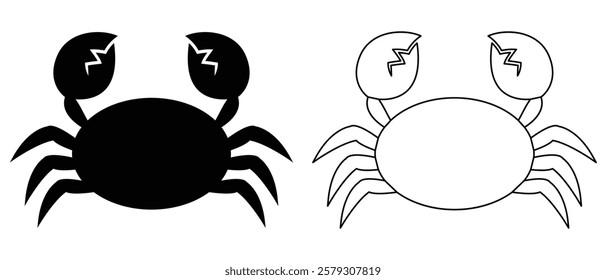 Crab icon, crab vector icon. Stone crab flat icon. Sea crab silhouette isolated. Vector illustration. Isolated in white background