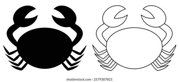 Crab icon, crab vector icon. Stone crab flat icon. Sea crab silhouette isolated. Vector illustration. Isolated in white background