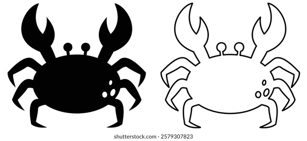 Crab icon, crab vector icon. Stone crab flat icon. Sea crab silhouette isolated. Vector illustration. Isolated in white background